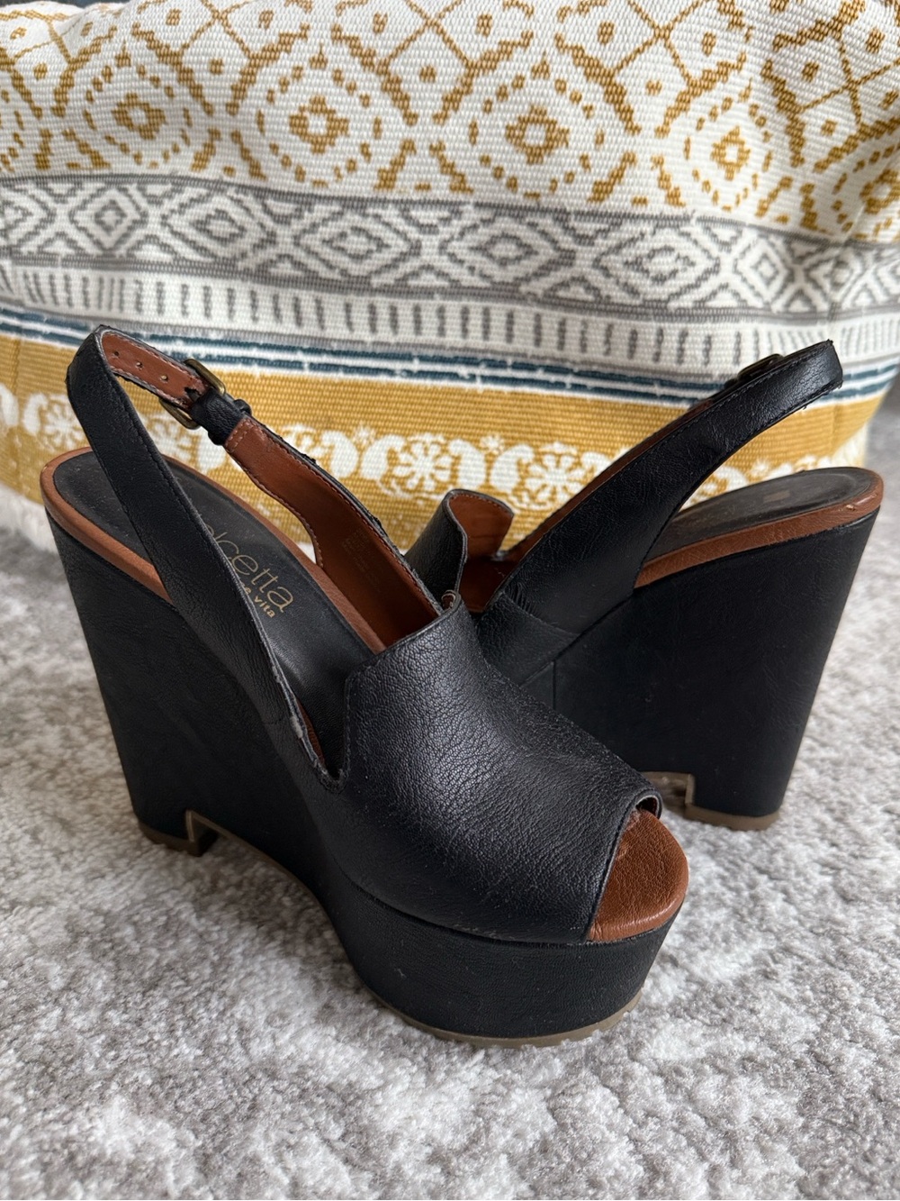 Dolcetta by Dolce Vita Platform Slingback Black Wedge Sandals
